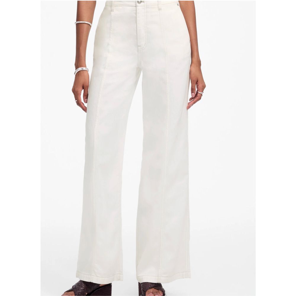 NWOT Madewell Sz 33 Wide-Sweep Trousers: Airy Denim Edition Tile White Summer